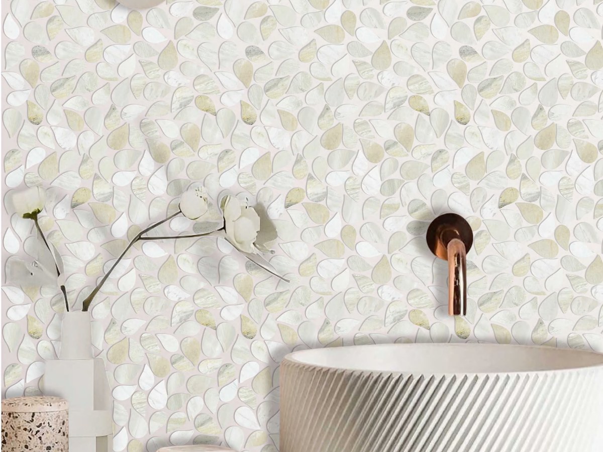 Natural stone mosaic bathroom vanity wall