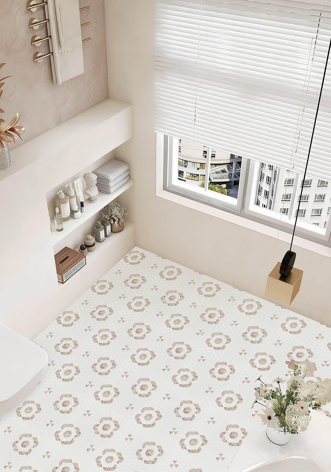 Pattern mosaic bathroom floor application