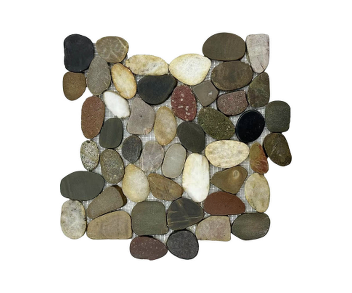 Mixed natural pebble mosaic sheet